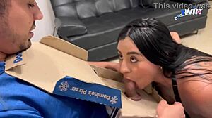 Seductive Melany Latina Fucks Pizza Delivery Man for All His Cum