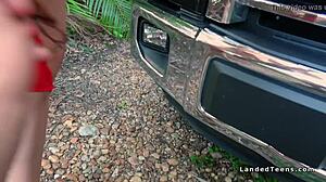 natural busty teen hitchhiker picked up for hardcore pov banging with big tits in public reality