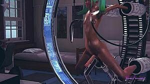 yaoi femboy ash rides sex machine in 3d hentai creampie