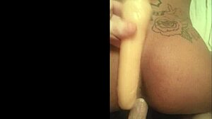 Amateur couple explores assplay and toys while fucking bound