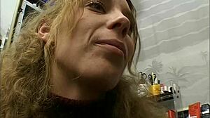 Blonde Works Alone In Office