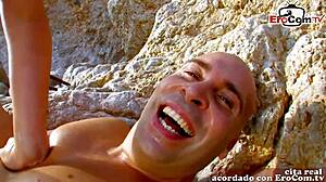 Cute Blonde Fucks Hard At Beach