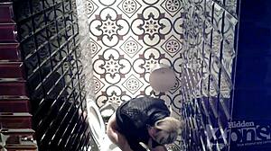 Spying on a pink anus through hidden toilet cam.