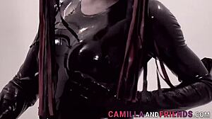 Shemale in latex mask fucks big cock