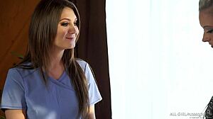 Lesbian ex-lovers Lena Nicole and Jojo kiss passionately