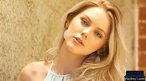 Watch this blonde milf tease her natural boobs and bubble butt in a solo striptease