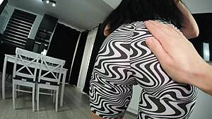 yo, tight shorts slid off that round ass for hot table sex! 🔥