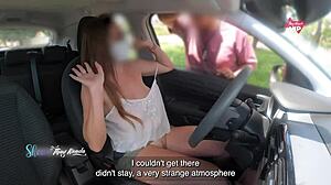 uhh, hot wife flashin no panties askin stranger for help... got him in car n sucked til i came!