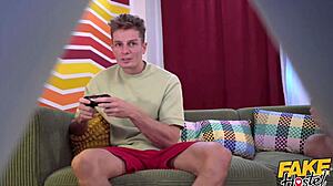 Fake Hostel hosts teen babe taking two big cocks. Her tight pussy handles a wild threesome!