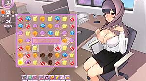 my boss reveals perfect cleavage and teases me in tsundere milf hentai game