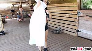 farm girls take turns riding a thick cock in pov