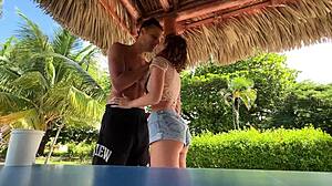 youtube show strip game beer pong with mini bikini beauty in homemade crazy party pov