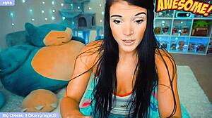 cute nerdy girl explores her body with toys on webcam