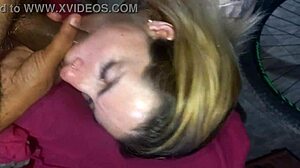 girlfriend gives blonde blowjob swallow and facial to friend