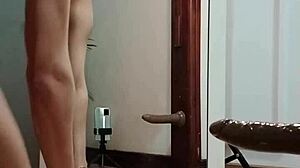 i look in the mirror while stretching my ass with toys