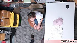 I see this extra cute petite teen get her pussy pounded rough by the mall cop