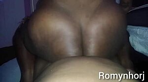 Chubby Latina sits firmly on big black cock without condom