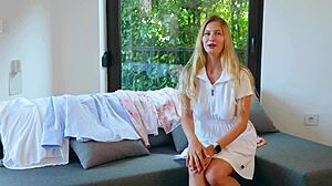 Porn actress displays her outfits for a stroll.