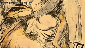 vintage erotic drawings that blend cartoon and anime hentai styles