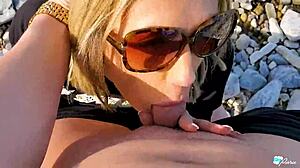 Wow, public beach fuck with tight pussy piercing in paradise!