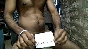 asian girl gives funny handjob to big cock, making him cum more during massage