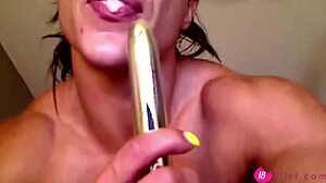 Hey, check out this musclebabe with a big clit like a penis masturbating