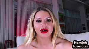 hey, wam busty milf gives pov handjob and boobjob up close. damn, those oiled tits work magic!