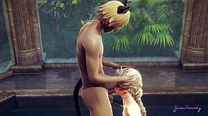 elsa femboy swallows cock like pro