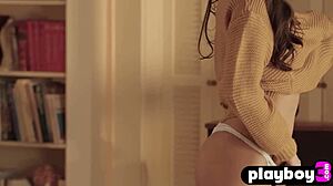 Sexy Teen 18+ Gianna Dior Strips Naked In Stockings For Playboy