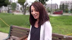 Wife lets husband buy her pink underwear with big tits