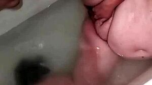 Blonde Beautiful Big Ass Masturbates In Bathtub With Monster Cock Orgasm