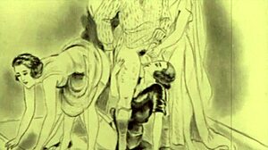 vintage erotic drawings that blend cartoon and anime hentai styles