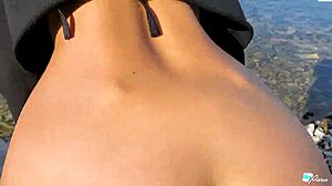 Wow, public beach fuck with tight pussy piercing in paradise!