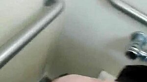 Girlfriend with huge tits gets cumshot in public bathroom