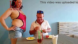 Guest eats from naked waitress's navel in restaurant