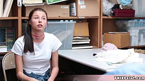 I see this extra cute petite teen get her pussy pounded rough by the mall cop