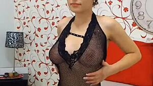 brunette romanian sophie on webcam in see through fishnets teasing provocatively