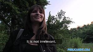 PublicAgent HD Brunette with Big Natural Boobs Banged Outside in POV