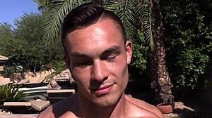 straight stud takes long dick of the law. in blowjob deepthroat interview