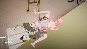 Anime Gaming: Zero Two Sex in Futanari Hentai Yuri Lesbian Darling