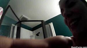 Romi Rain showers off her big tits and ass while masturbating!