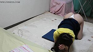 Slender Japanese Babe Stretching Her Tight Hot Cameltoe