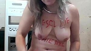 Female slave trains with toys in the cellar