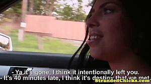 bigtit euro hitchhiker picks up ride and gets cum on tits