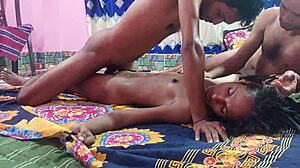 Hanif and Popy Khatun and Manik Mia tight pussy fuck threesome with a deshi slut and two gay guys