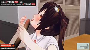Uncensored japanese hentai handjob and blowjob in 3d anime game