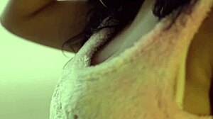 behind the scenes, a pretty brunette gets her cute ass fucked interracial style