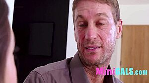 Tiny girl dresses up and visits her landlord monthly for a casual chat