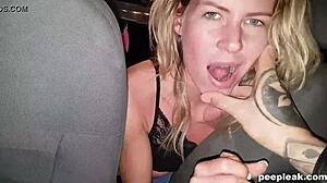 cum keeps her warm in the car