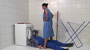 cleaning lady gets hard fucked in laundry room